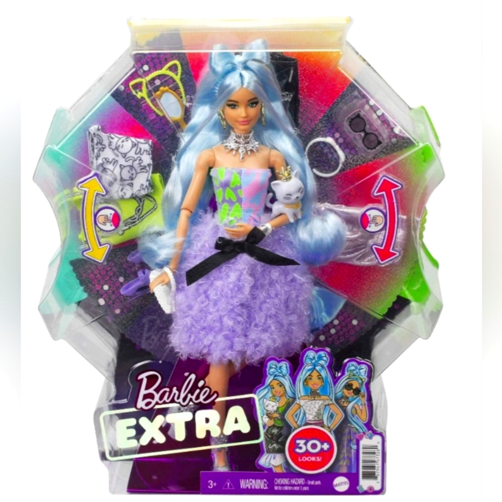 Barbie Extra Fashion Doll & Set with Mix-and-Match Clothes for 30+ Looks